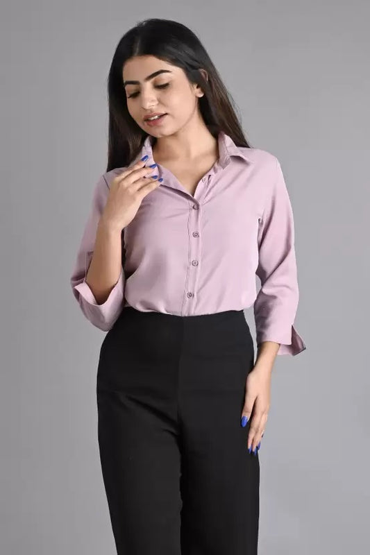 Lavender Solid Polyester Shirt