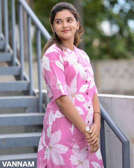 Pink Floral Printed Rayon Co-ord Set