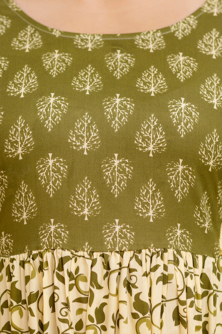 Cream Printed Maternity Gown