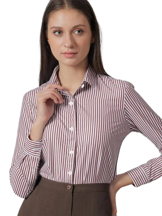 Maroon Stripe Formal Shirt