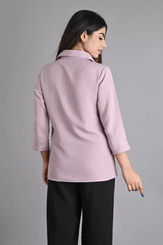 Lavender Solid Polyester Shirt