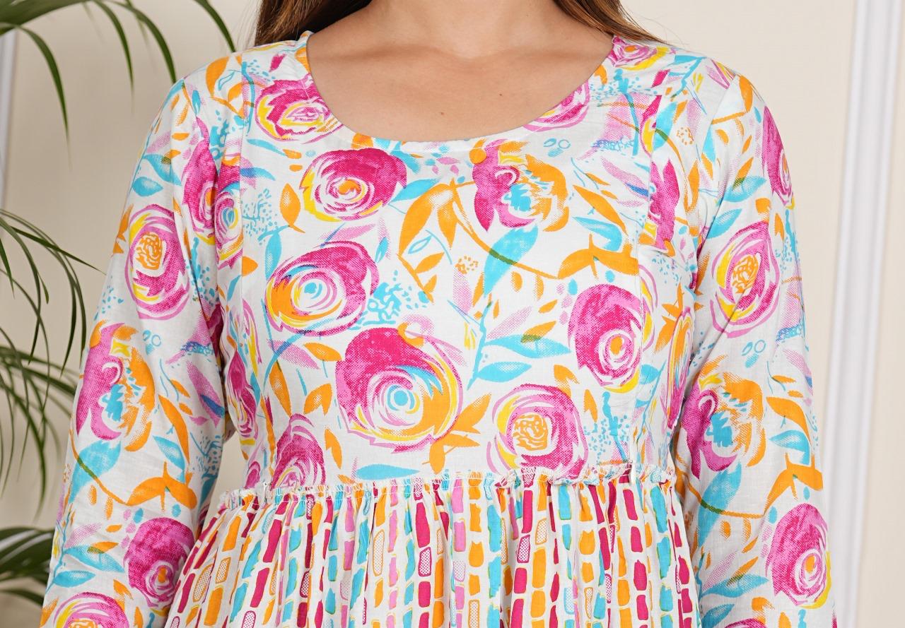 Pink Floral Maternity Gown