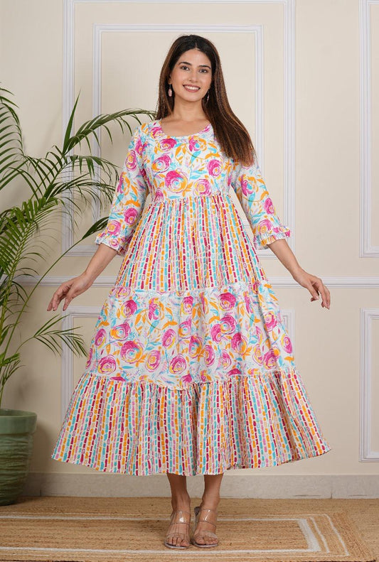 Pink Floral Maternity Gown