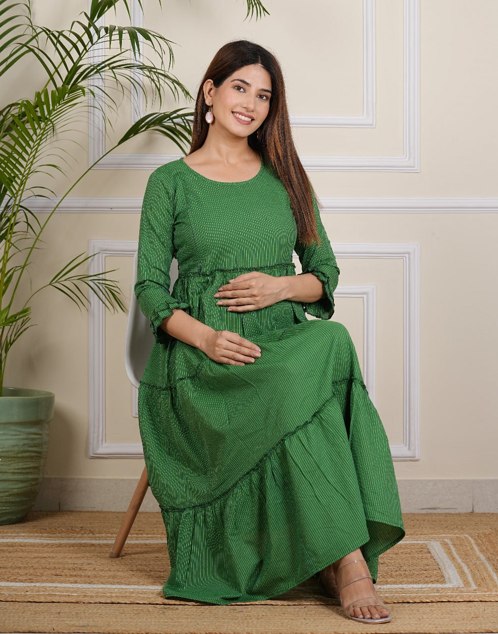 Women's Green Maternity gown
