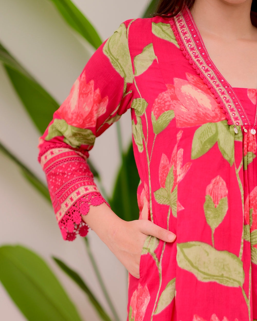 Graceful Pink Printed Rayon Suit with Dupatta