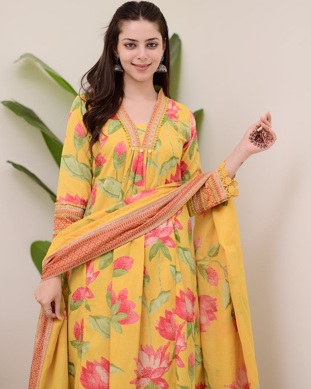 Graceful Yellow Printed Rayon Suit with Dupatta