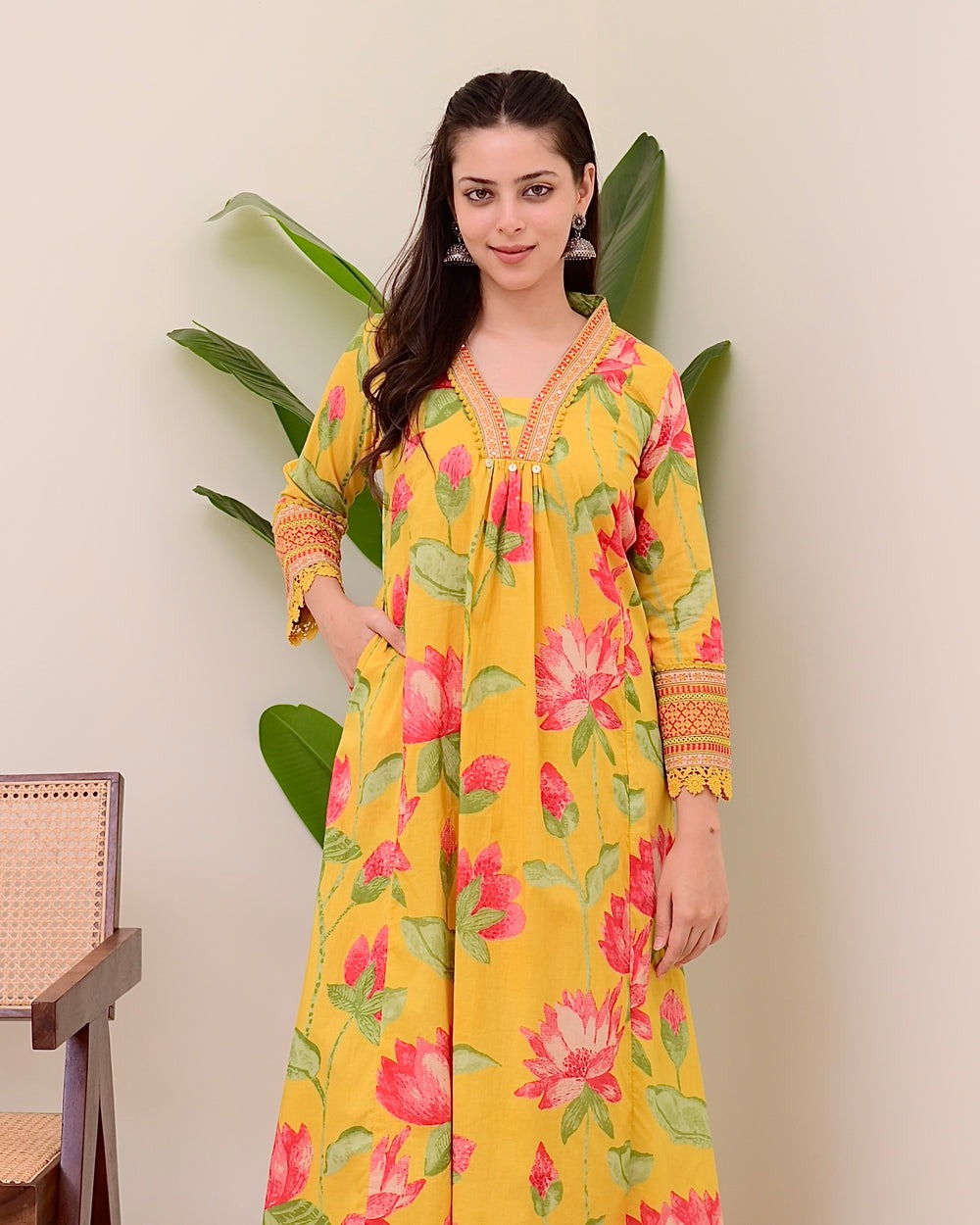 Graceful Yellow Printed Rayon Suit with Dupatta